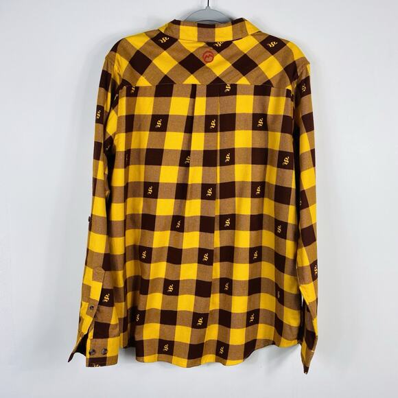 Magellan Size XL Buffalo Plaid Check Shiner Bock Flannel Button Shirt Yellow - Picture 2 of 5